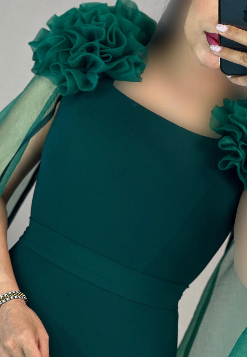 Scoop Long Sleeves Floral Mermaid Knee-Length Mother of Bride Dress simple gentle atmospheric and unique desi Bring summer colors to enhance whiteness