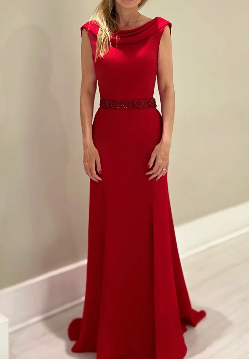 Scoop Sleeveless Sleek Sheath Mother of Bride Dress simple gentle atmospheric and unique desi Bring summer colors to enhance whiteness