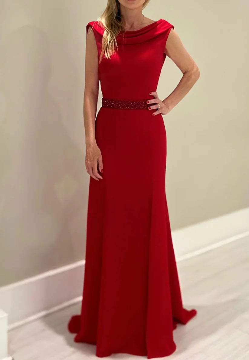 Scoop Sleeveless Sleek Sheath Mother of Bride Dress simple gentle atmospheric and unique desi Bring summer colors to enhance whiteness