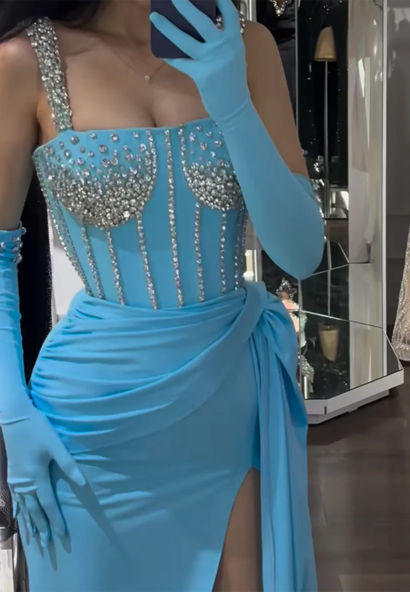 Semi-Sweetheart Sleeveless Beaded Straps Ruched Sheath Prom Dress simple gentle atmospheric and unique desi Bring summer colors to enhance whiteness