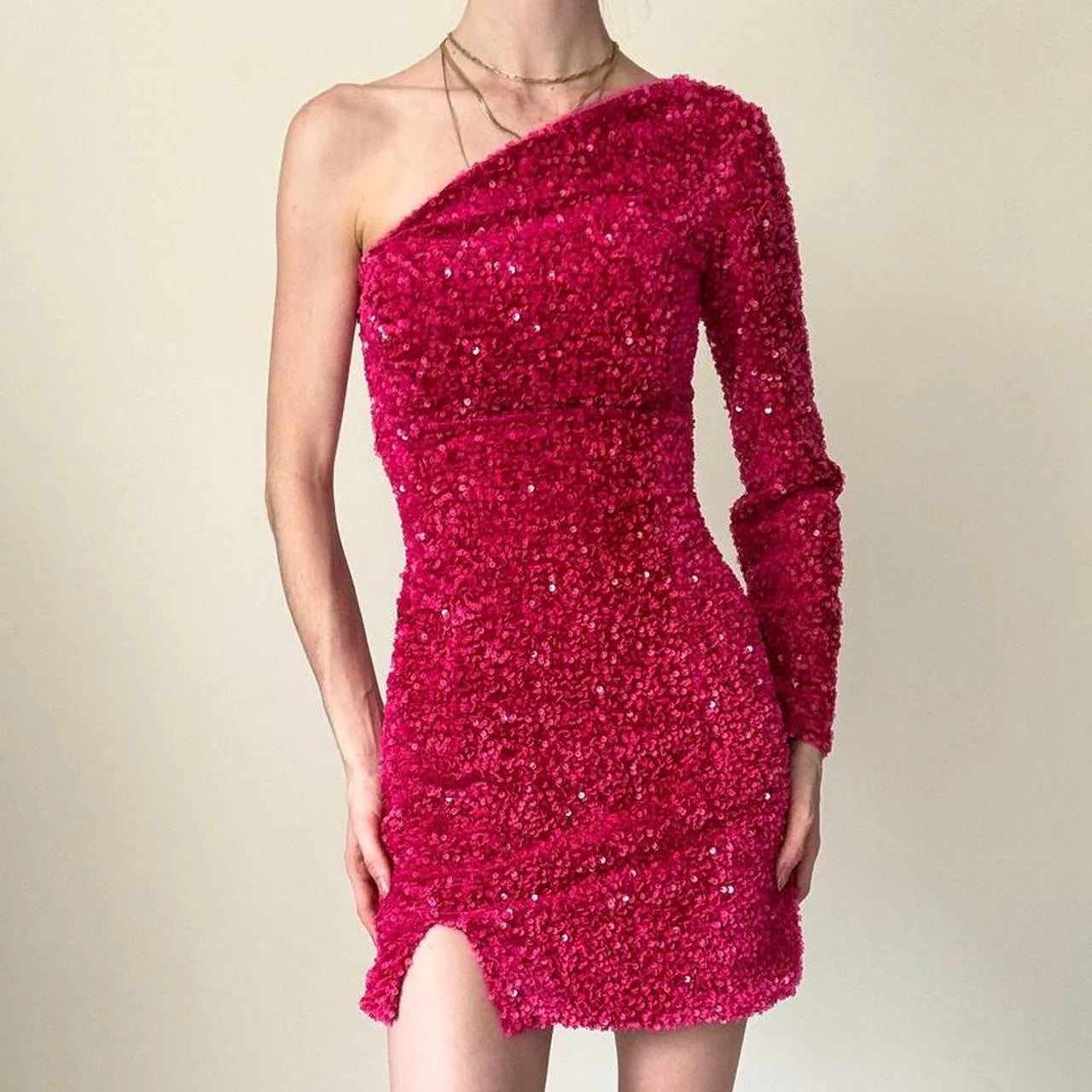 Sequin One Shoulder Mini Short Velvet Homecoming Dress Cocktail Dress simple gentle atmospheric and unique desi Bring summer colors to enhance whiteness