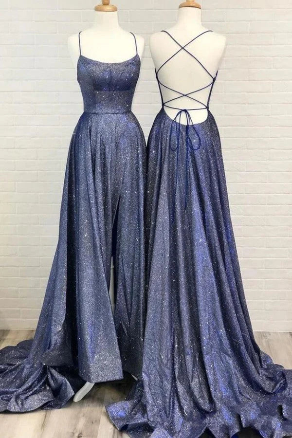 Sequins Strings Long Prom Dress On Sale Simple gentle atmospheric and unique design