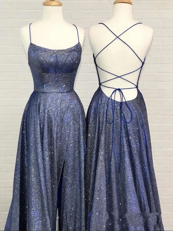 Sequins Strings Long Prom Dress On Sale Simple gentle atmospheric and unique design