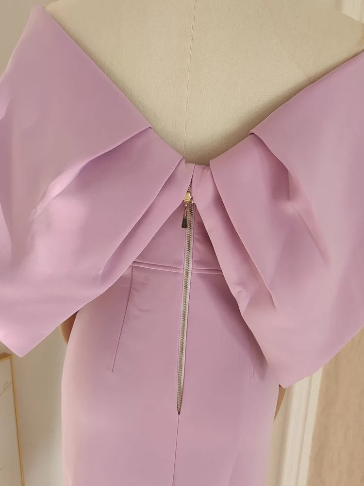 Sexy A line Off The Shoulder Lilac Vacation Dress Satin Women Dresses simple gentle atmospheric and unique desi Bring summer colors to enhance whiteness