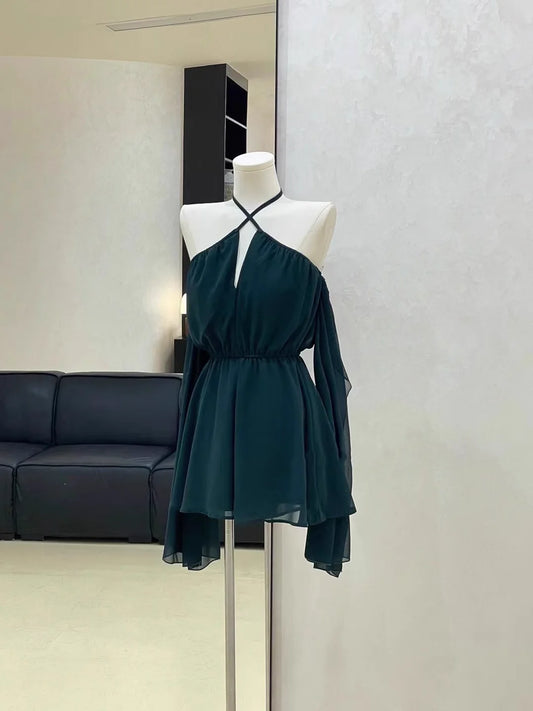 Sexy A line Off The Shoulder Ruffled Short Long Sleeve Women Dresses simple gentle atmospheric and unique desi Bring summer colors to enhance whiteness