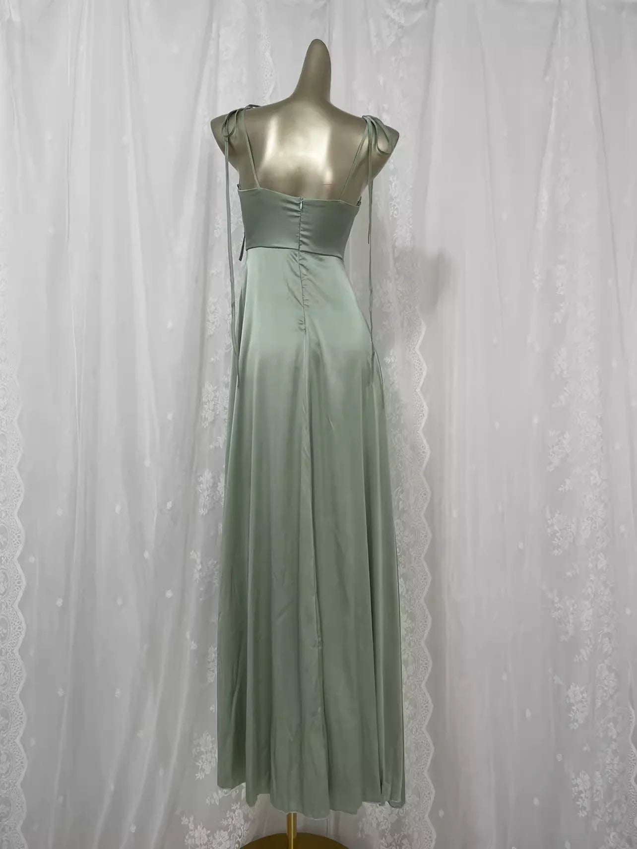 Sexy A line Spaghetti Straps Sage Green Long Vacation Dress Birthday Dresses simple gentle atmospheric and unique desi Bring summer colors to enhance whiteness