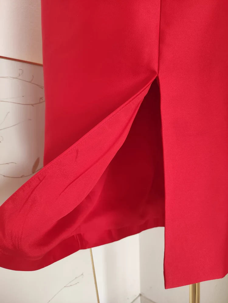 Sexy A line Sweetheart Red Satin Knee Length Homecoming Dresses Birthday Outfits simple gentle atmospheric and unique desi Bring summer colors to enhance whiteness