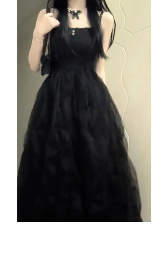 Sexy French A line Spaghetti Straps Christmas Dress Black Birthday Dresses Birthday Outfits simple gentle atmospheric and unique desi Bring summer colors to enhance whiteness
