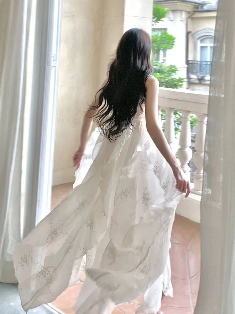 Sexy French High Low Square Neckline Christmas Dress Ivory Birthday Dresses Birthday Outfits simple gentle atmospheric and unique desi Bring summer colors to enhance whiteness