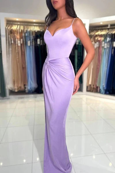 Sexy Long Lilac Simple Mermaid Spaghetti Straps Prom Dress Simple gentle atmospheric and unique design
