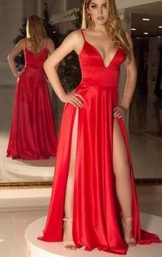 Sexy Long Prom Dress with Slit,Fashion Dance Dress Sweet 16 Quinceanera Dress simple gentle atmospheric and unique desi Bring summer colors to enhance whiteness