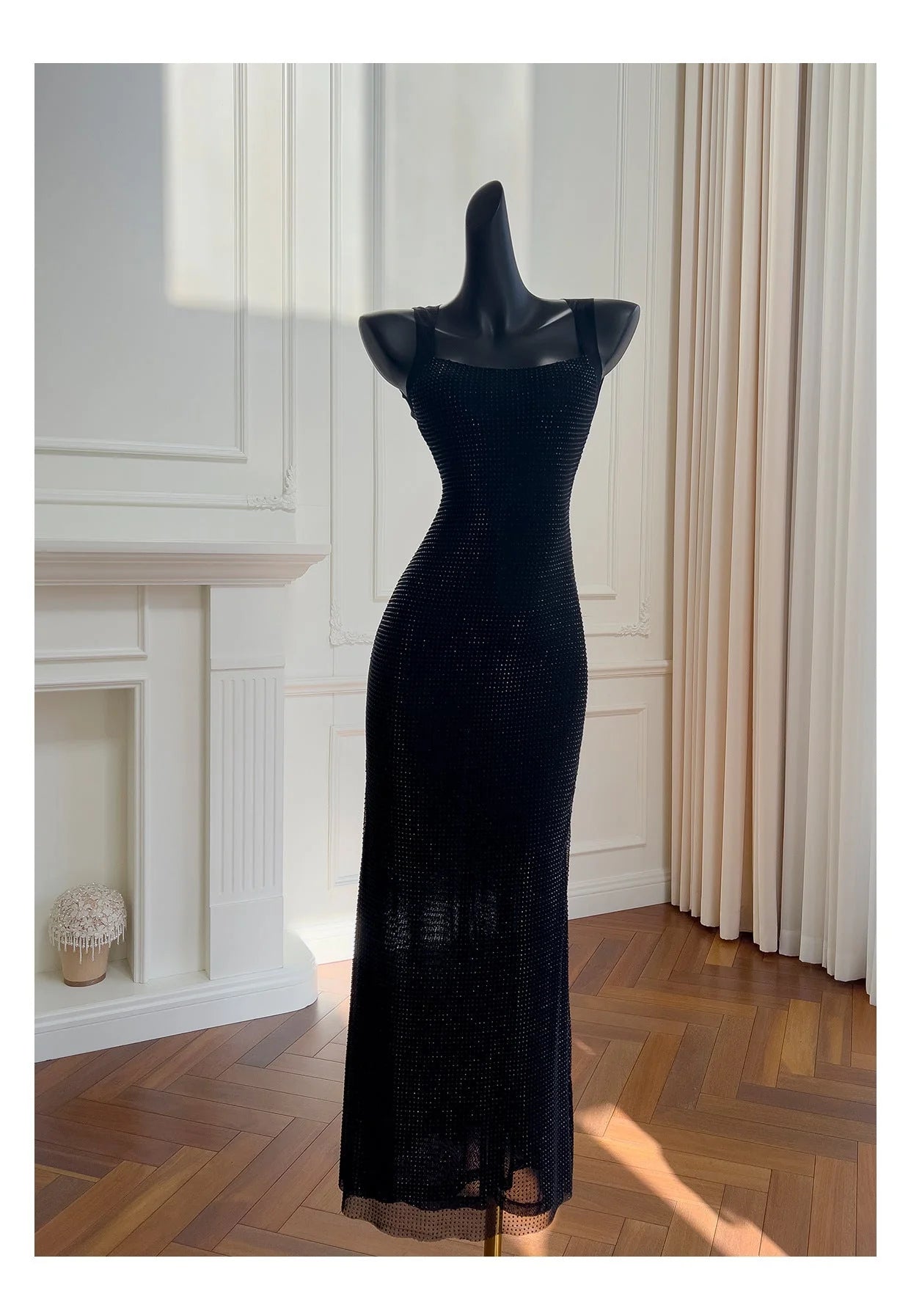 Sexy Mermaid Square Neck Black Sequin Long Prom Dresses Party Dress 20th Birthday Outfits Graduation Dresses simple gentle atmospheric and unique desi Bring summer colors to enhance whiteness