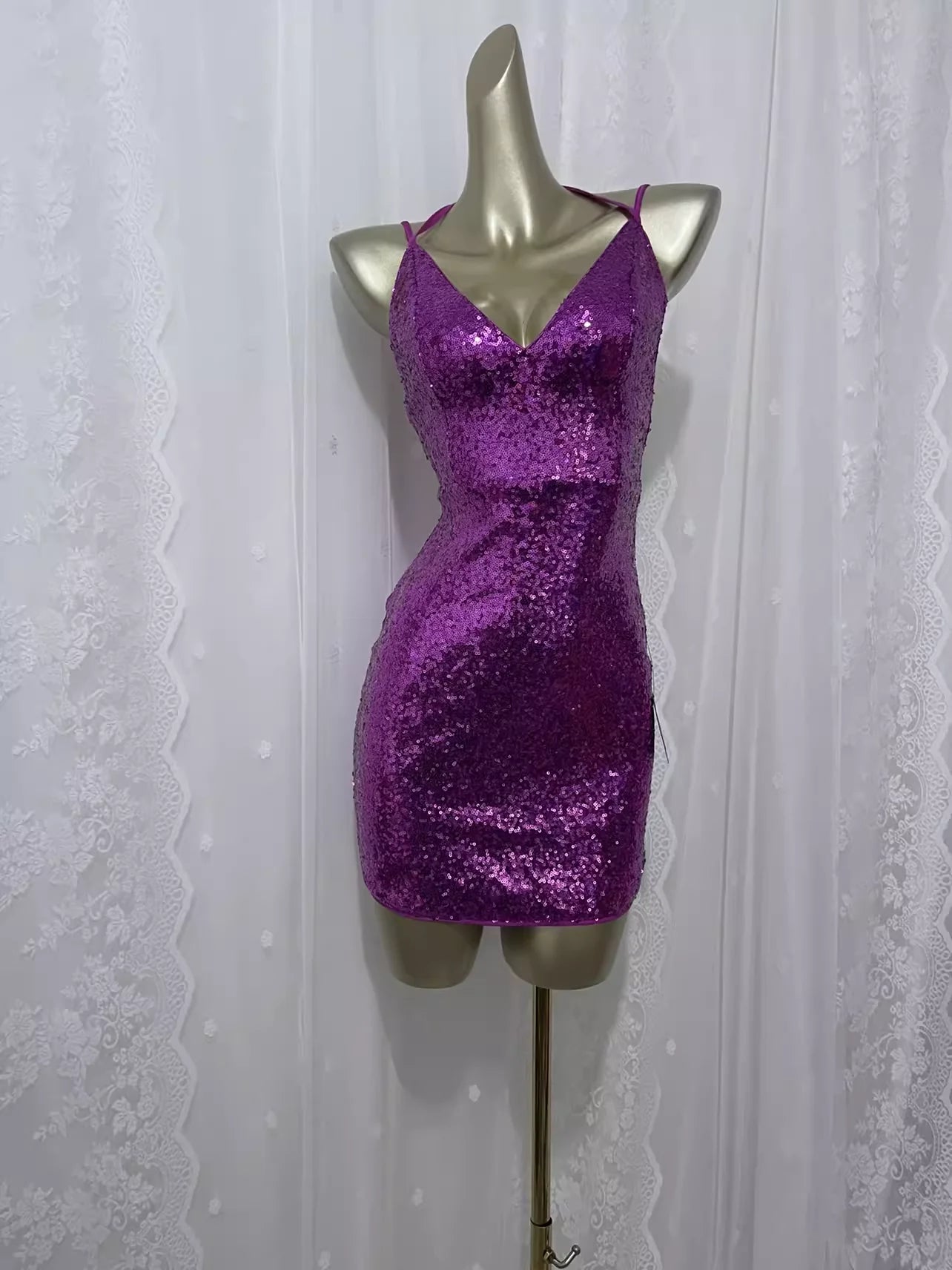 Sexy Sheath Grape Sequin Travel Vacation Dress Short Birthday Dress simple gentle atmospheric and unique desi Bring summer colors to enhance whiteness