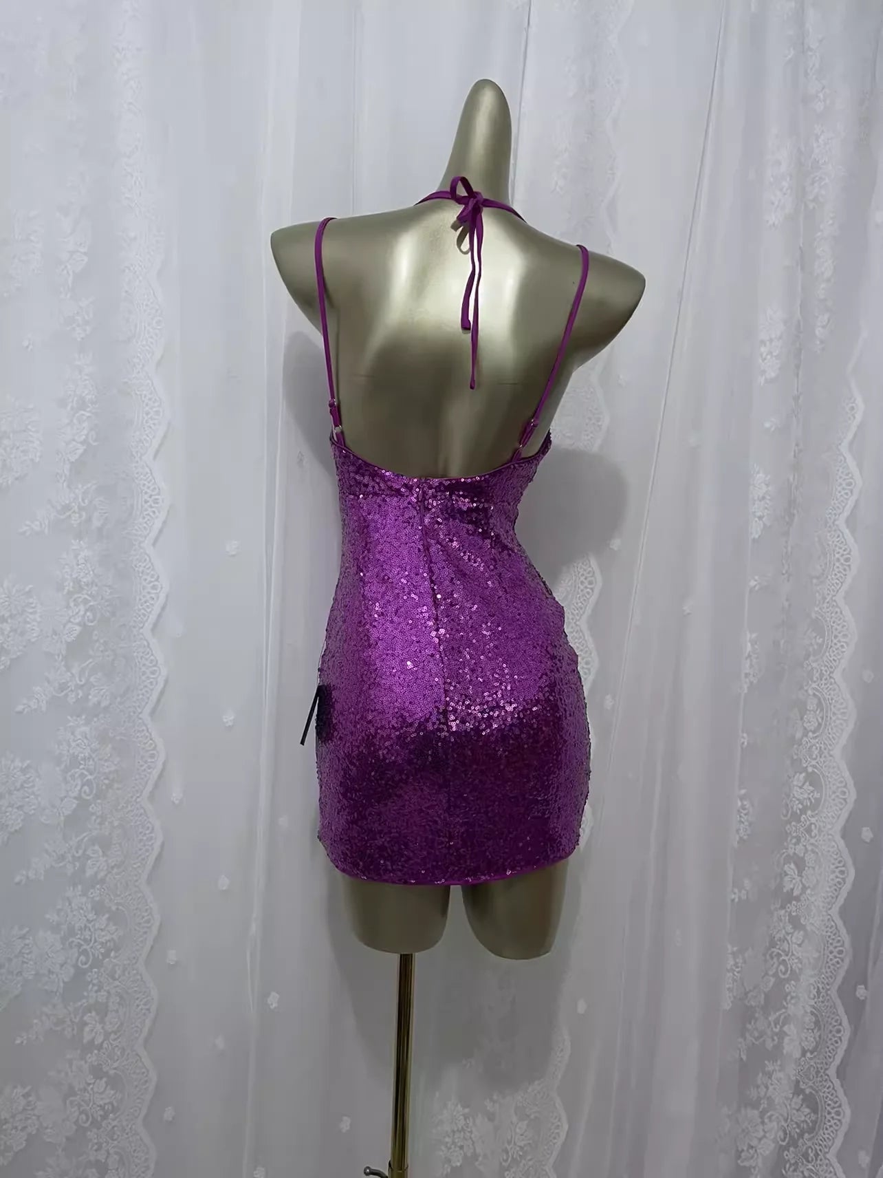 Sexy Sheath Grape Sequin Travel Vacation Dress Short Birthday Dress simple gentle atmospheric and unique desi Bring summer colors to enhance whiteness