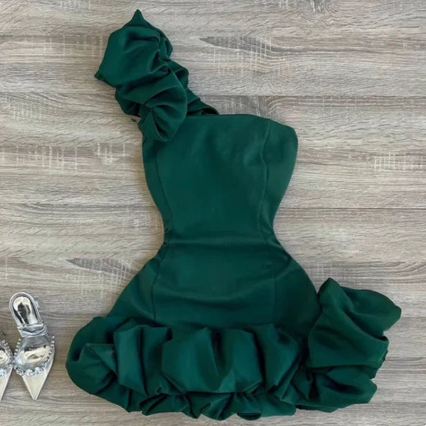 Sexy Sheath One Shoulder Green Satin Formal 8th Grade Homecoming Dresses Middle School Short Birthday Gowns Graduation Dress Hoco Outfits simple gentle atmospheric and unique desi Bring summer colors to enhance whiteness