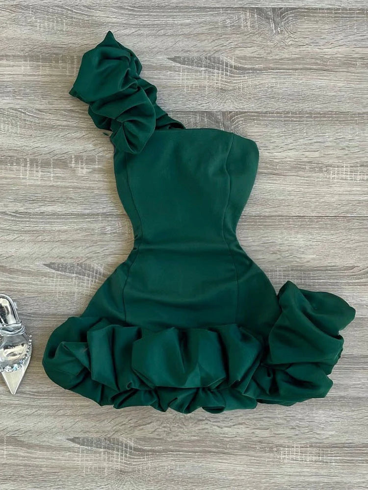 Sexy Sheath One Shoulder Green Satin Formal 8th Grade Homecoming Dresses Middle School Short Birthday Gowns Graduation Dress Hoco Outfits simple gentle atmospheric and unique desi Bring summer colors to enhance whiteness