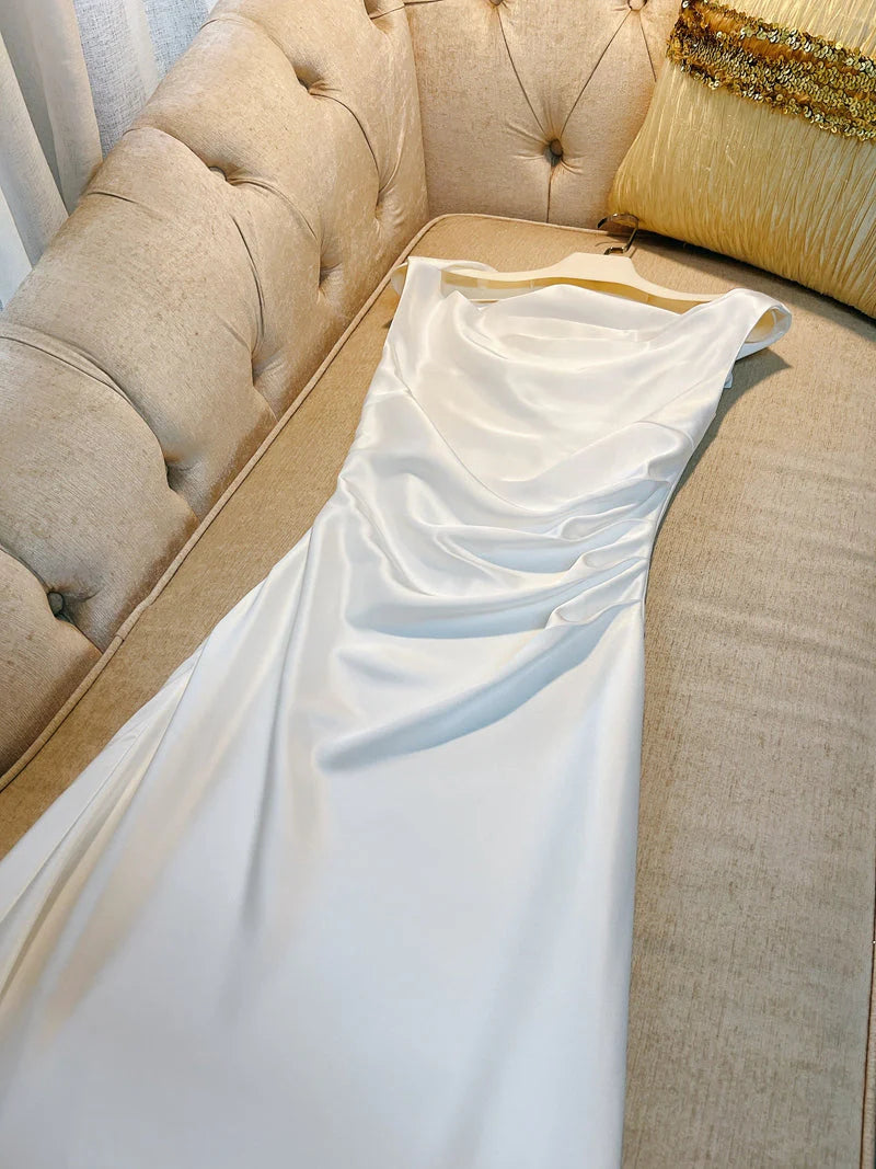 Sexy Sheath One Shoulder Pink Satin Prom Dresses Formal Summer Wedding Guest Dresses Wedding Guest Outfits  simple gentle atmospheric and unique desi Bring summer colors to enhance whiteness