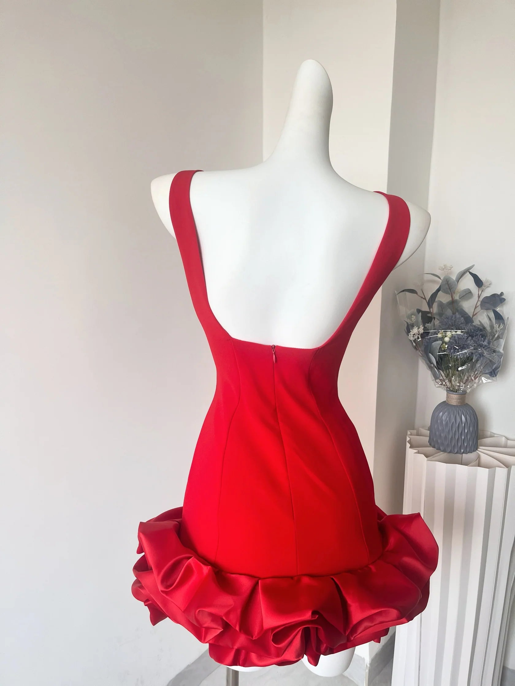 Sexy Sheath Scoop Neck Red Short Homecoming Dress Summer Hoco Dresses Mini Cocktail Dress