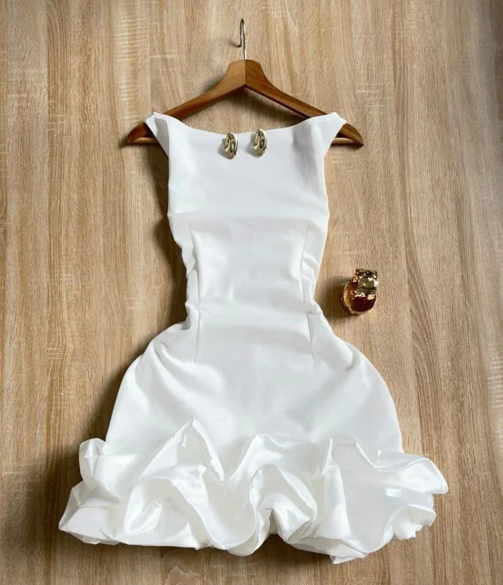 Sexy Sheath Scoop Short Mini White Formal 8th Grade Homecoming Dresses Middle School Short Cocktail Dress Hoco Outfits simple gentle atmospheric and unique desi Bring summer colors to enhance whiteness