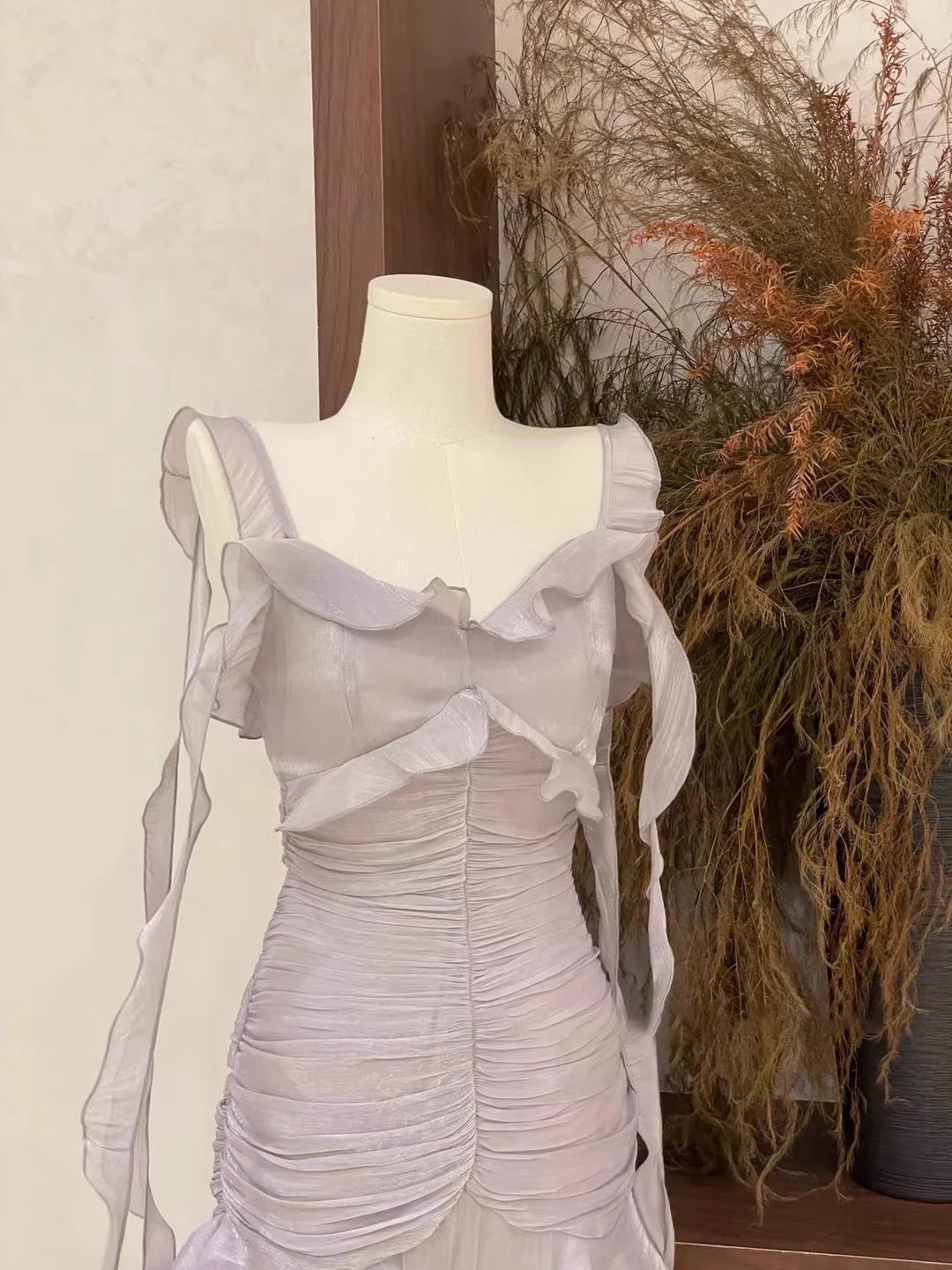 Sexy Sheath Spaghetti Straps Ruffled Light Lilac Women's Holiday Dresses simple gentle atmospheric and unique desi Bring summer colors to enhance whiteness