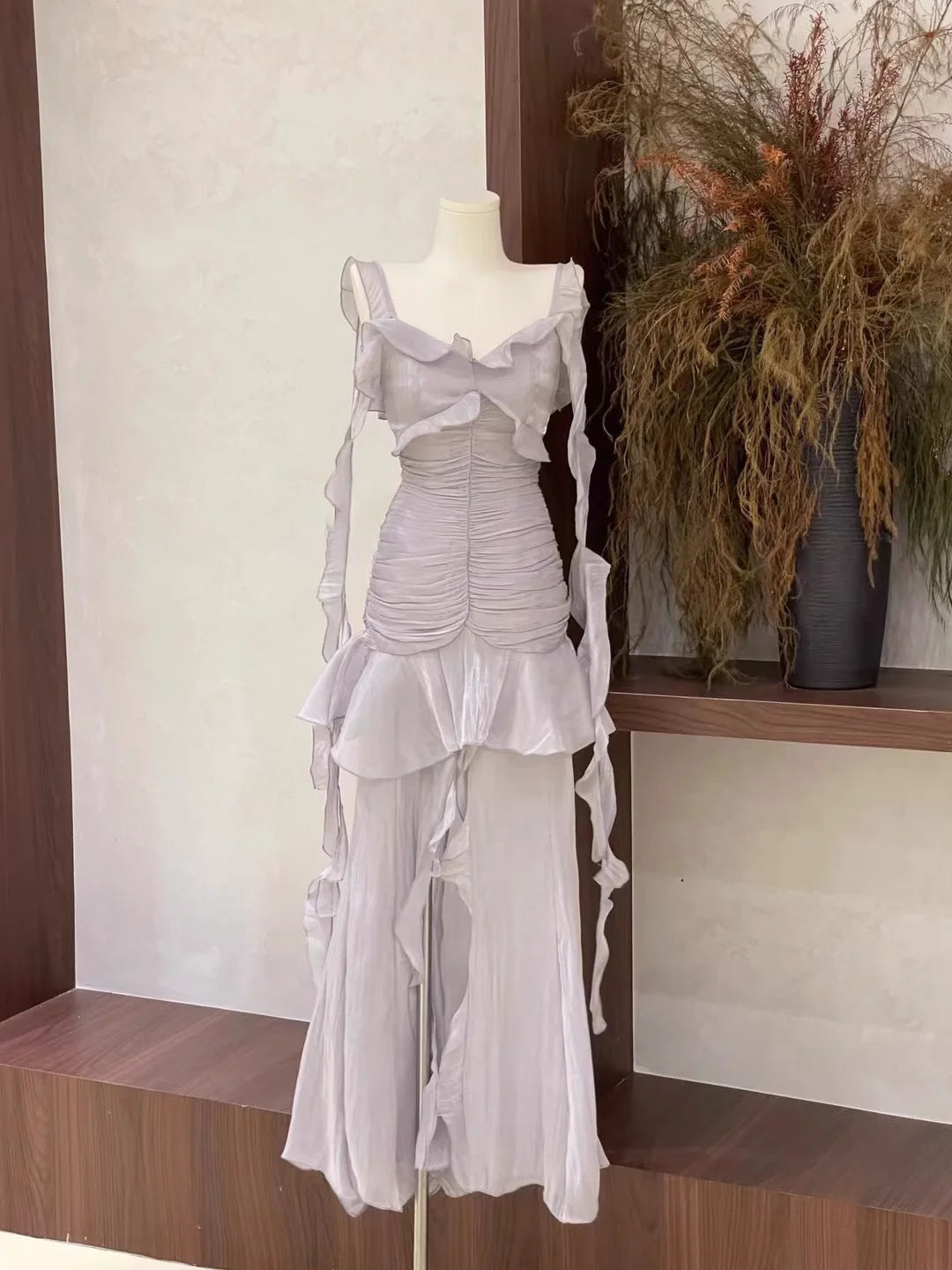 Sexy Sheath Spaghetti Straps Ruffled Light Lilac Women's Holiday Dresses simple gentle atmospheric and unique desi Bring summer colors to enhance whiteness