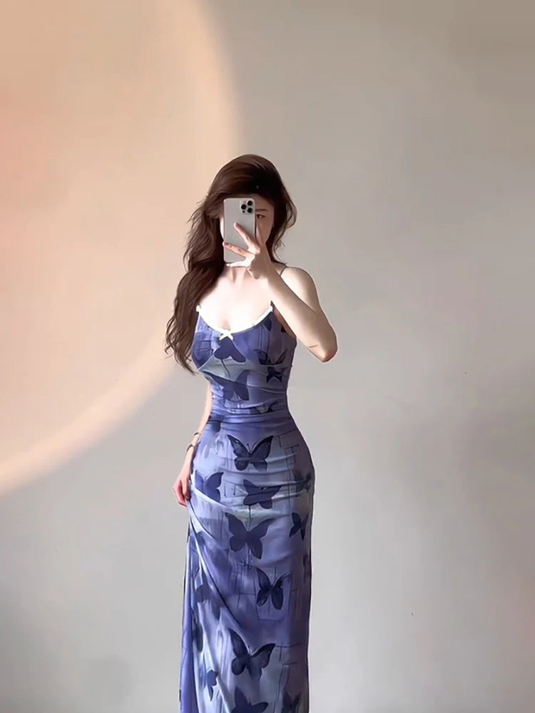 Sexy Sheath Spaghetti Straps Women's Beach Dress Vacation Dresses Birthday Dress With Butterfly simple gentle atmospheric and unique desi Bring summer colors to enhance whiteness