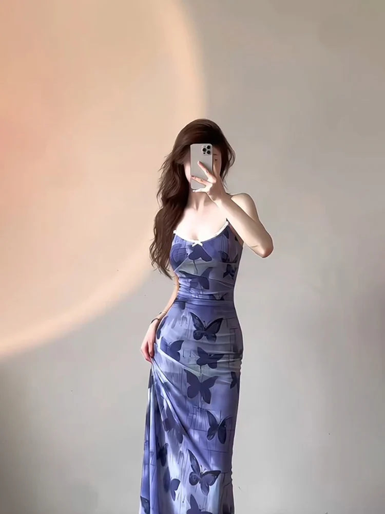 Sexy Sheath Spaghetti Straps Women's Beach Dress Vacation Dresses Birthday Dress With Butterfly simple gentle atmospheric and unique desi Bring summer colors to enhance whiteness