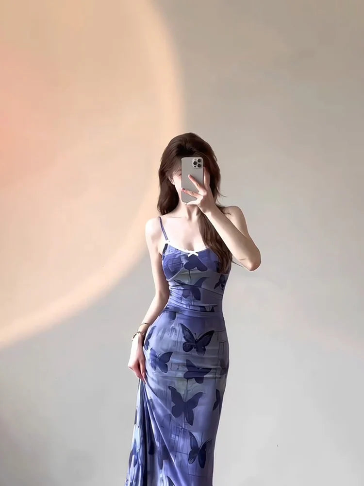 Sexy Sheath Spaghetti Straps Women's Beach Dress Vacation Dresses Birthday Dress With Butterfly simple gentle atmospheric and unique desi Bring summer colors to enhance whiteness