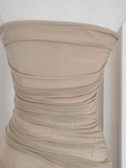 Sexy Sheath Strapless Champagne High Low Women's Holiday Dresses Birthday Outfits simple gentle atmospheric and unique desi Bring summer colors to enhance whiteness