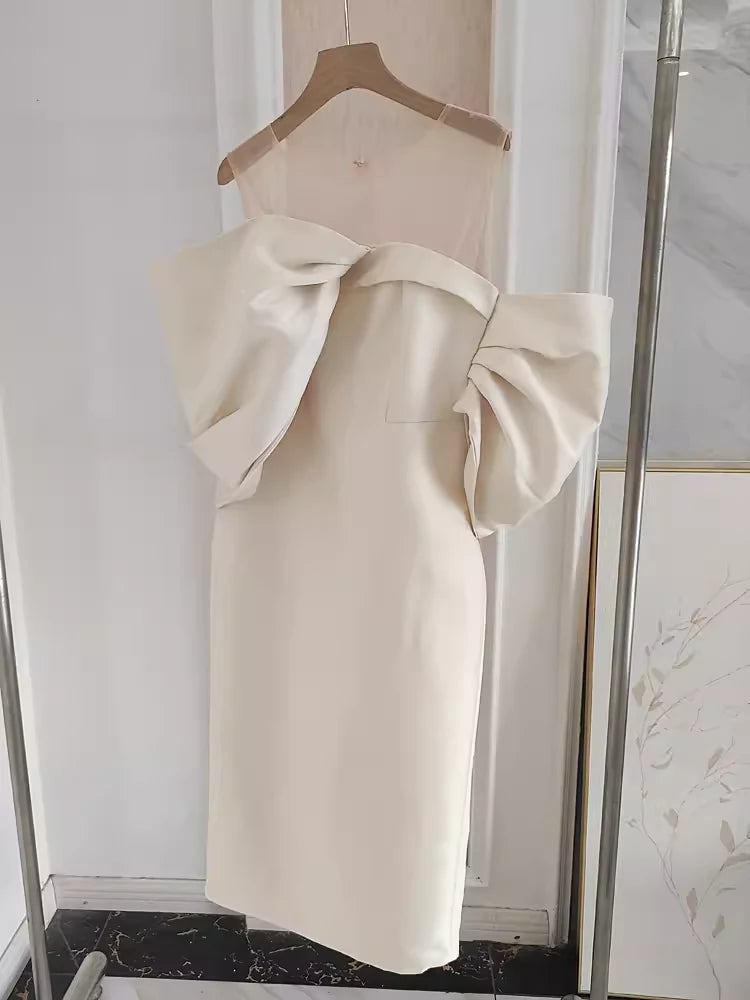 Sexy Sheath Strapless Ivory Vacation Dress Satin Women Dresses simple gentle atmospheric and unique desi Bring summer colors to enhance whiteness