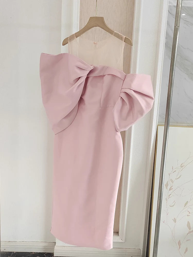 Sexy Sheath Strapless Pink Vacation Dress Satin Women Dresses simple gentle atmospheric and unique desi Bring summer colors to enhance whiteness