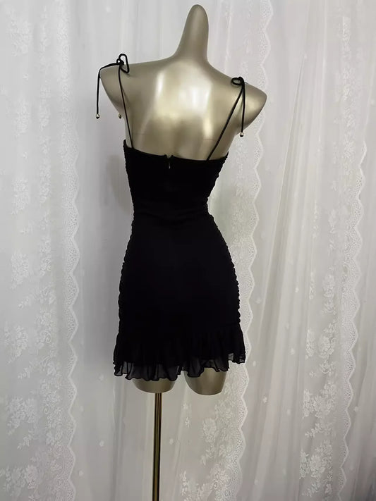Sexy Sheath Straps Black Travel Vacation Dress Short Birthday Dress simple gentle atmospheric and unique desi Bring summer colors to enhance whiteness