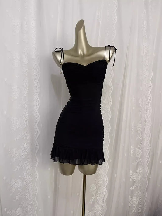 Sexy Sheath Straps Black Travel Vacation Dress Short Birthday Dress simple gentle atmospheric and unique desi Bring summer colors to enhance whiteness