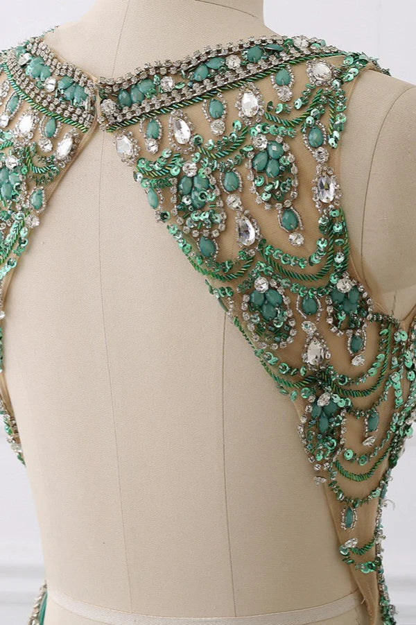 Sexy V-Neck Appliques Mermaid Prom Dresses Sleeveless with Crystals On Sale Simple gentle atmospheric and unique design
