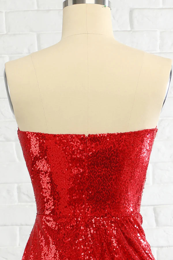 Sheath Sweetheart Red Sequins Prom Dress with Sequins Simple gentle atmospheric and unique design ﻿