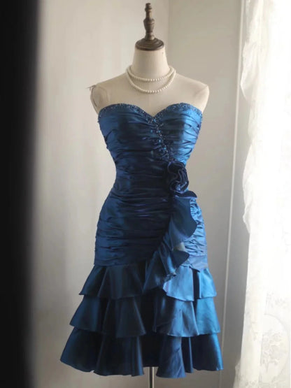 Short Satin Ball Gown Evening Gown Graduation Gown simple gentle atmospheric and unique desi Bring summer colors to enhance whiteness