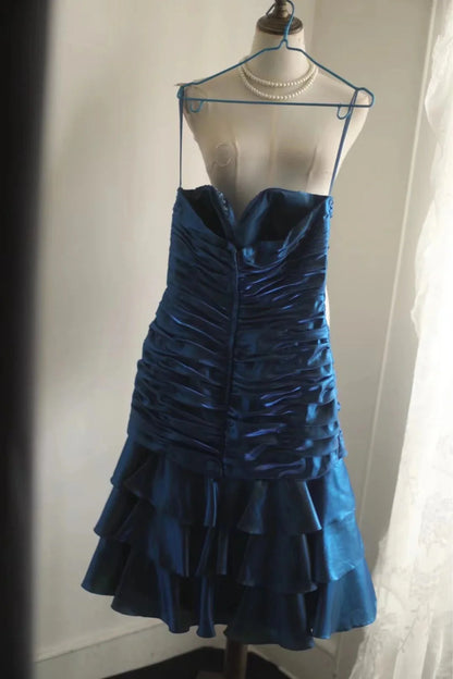 Short Satin Ball Gown Evening Gown Graduation Gown simple gentle atmospheric and unique desi Bring summer colors to enhance whiteness
