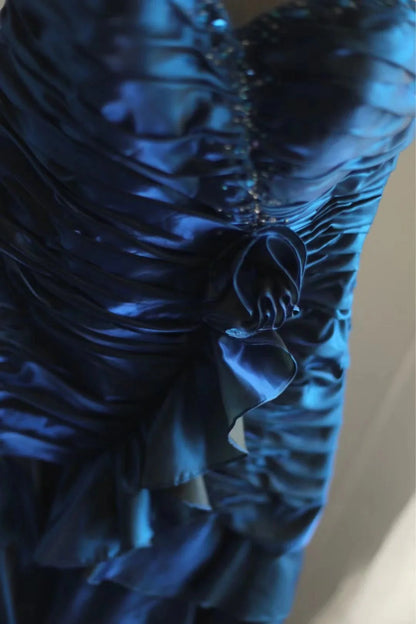 Short Satin Ball Gown Evening Gown Graduation Gown simple gentle atmospheric and unique desi Bring summer colors to enhance whiteness
