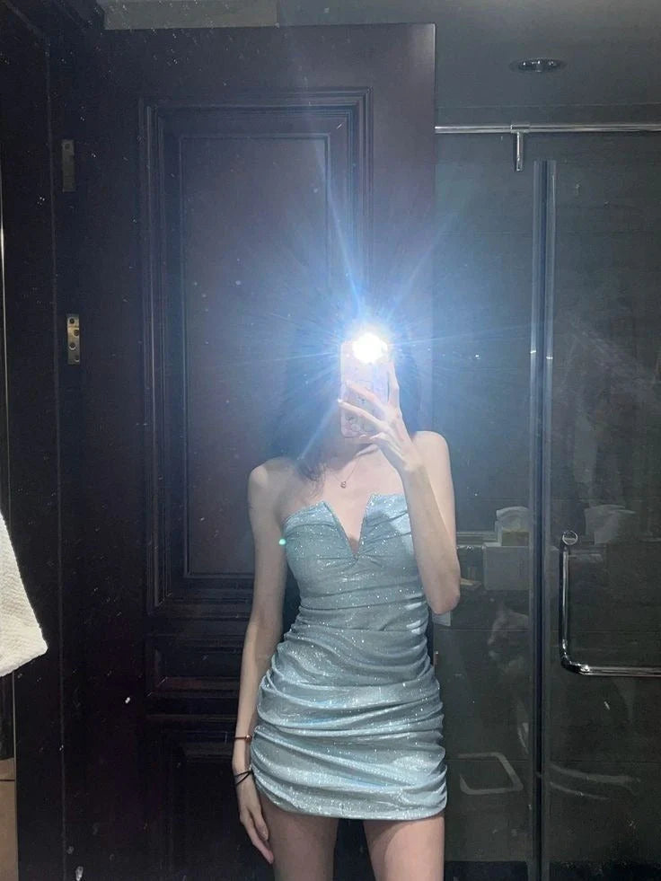 Short V Neck Party Dress Homecoming Dress simple gentle atmospheric and unique desi Brin