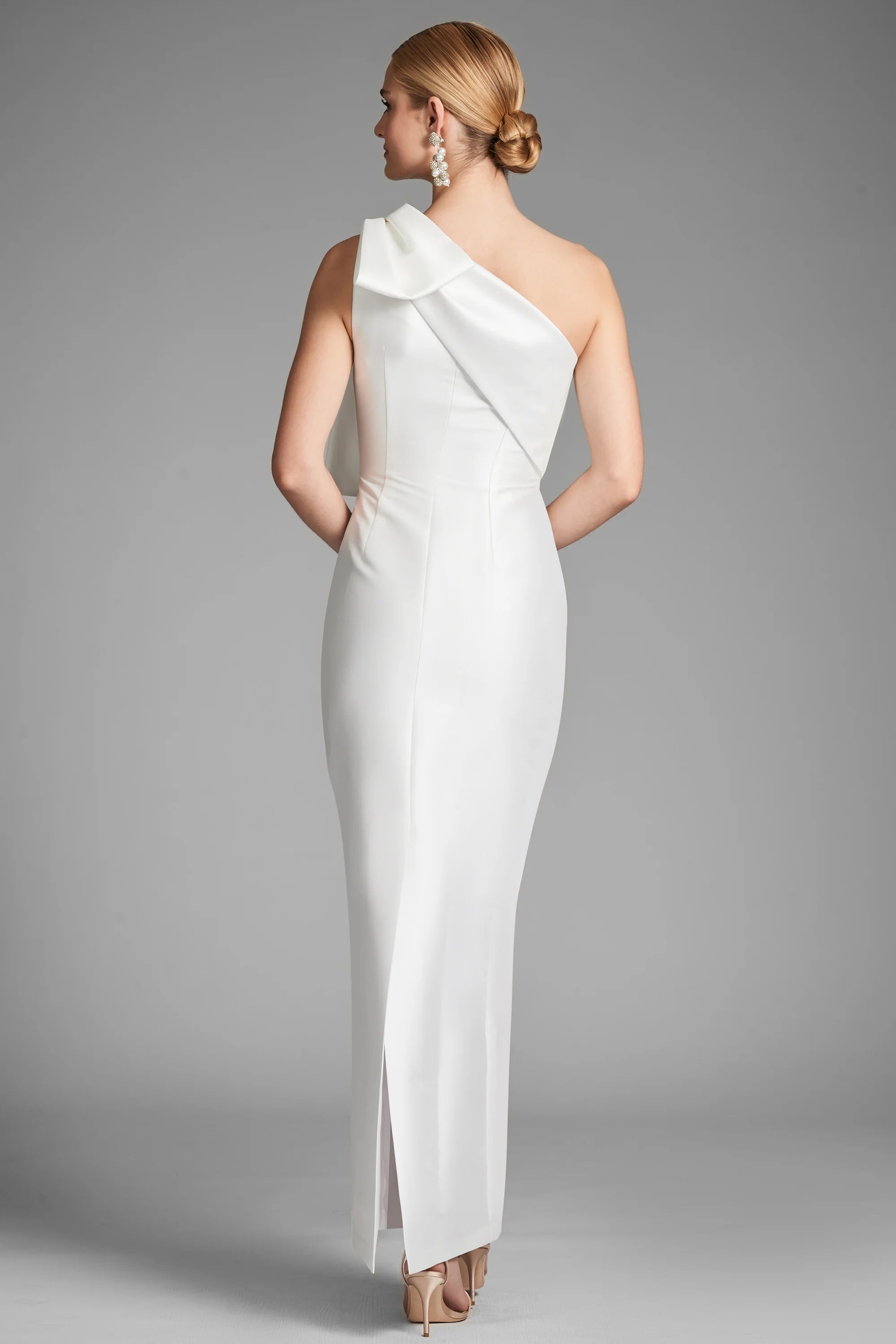 Shoulder Bow Sheath One Shoulder Sleeveless Zipper Back Floor Length For Women Evening Dress