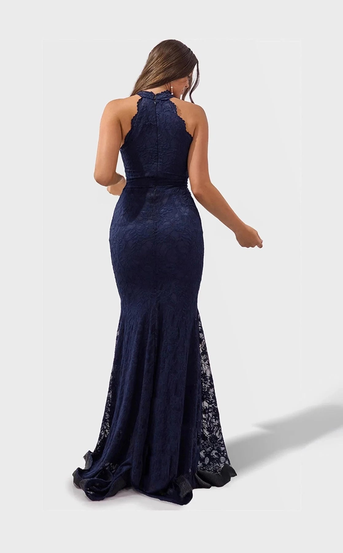 Elegant Mermaid Halter Sleeveless Open-Back Floor-Length Prom Dress