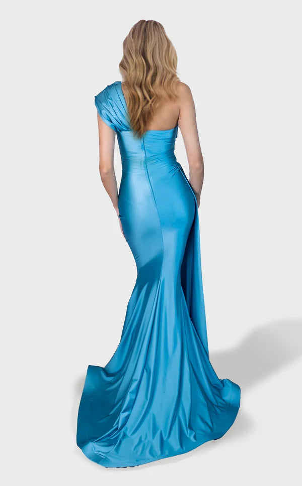 Simple Mermaid One-Shoulder Sleeveless Open-Back Floor-Length Prom Dress