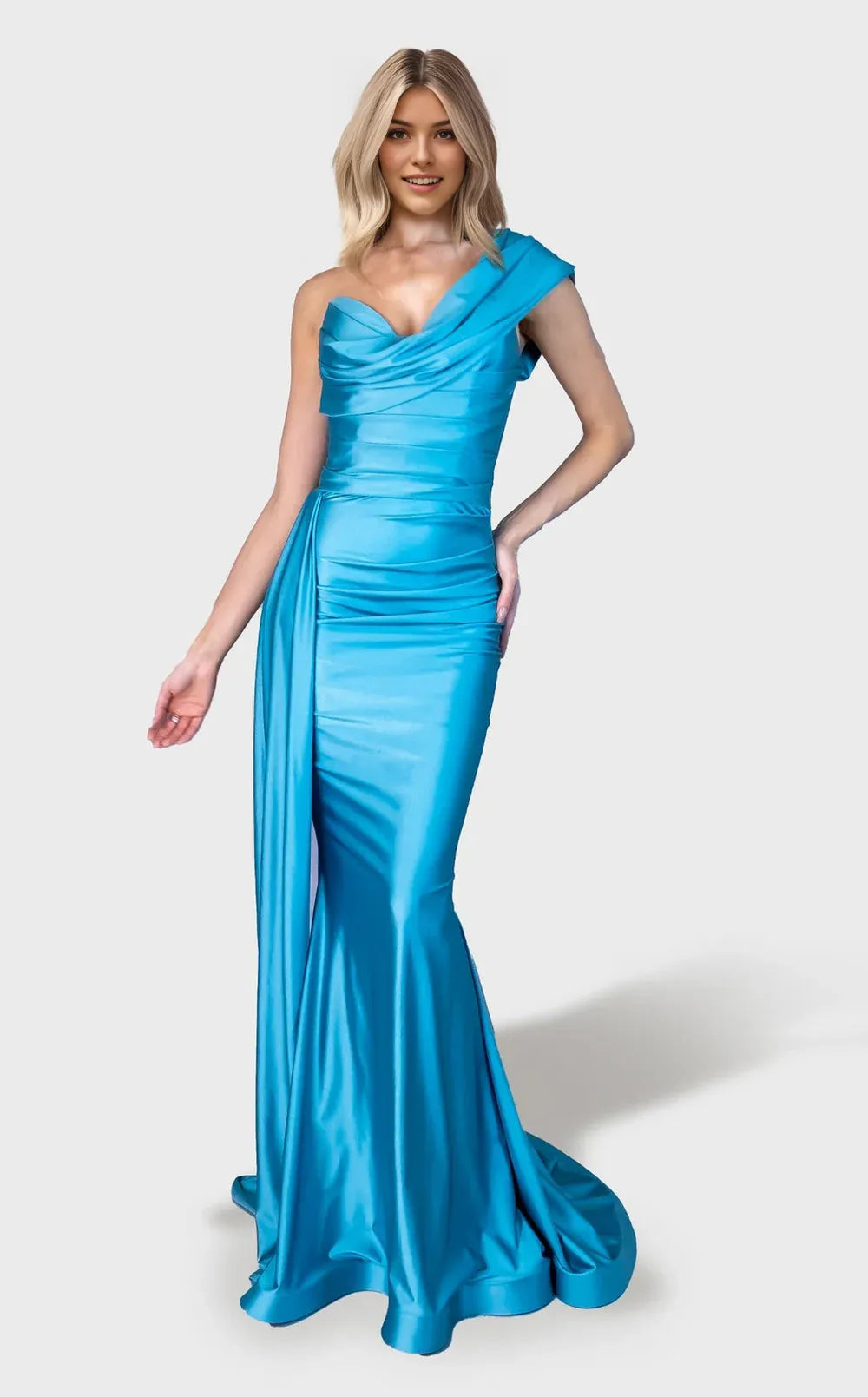 Simple Mermaid One-Shoulder Sleeveless Open-Back Floor-Length Prom Dress