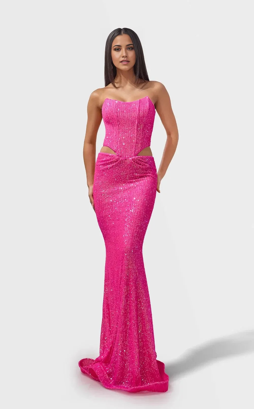 Simple Mermaid Strapless Sleeveless Open-Back Floor-Length Prom Dress