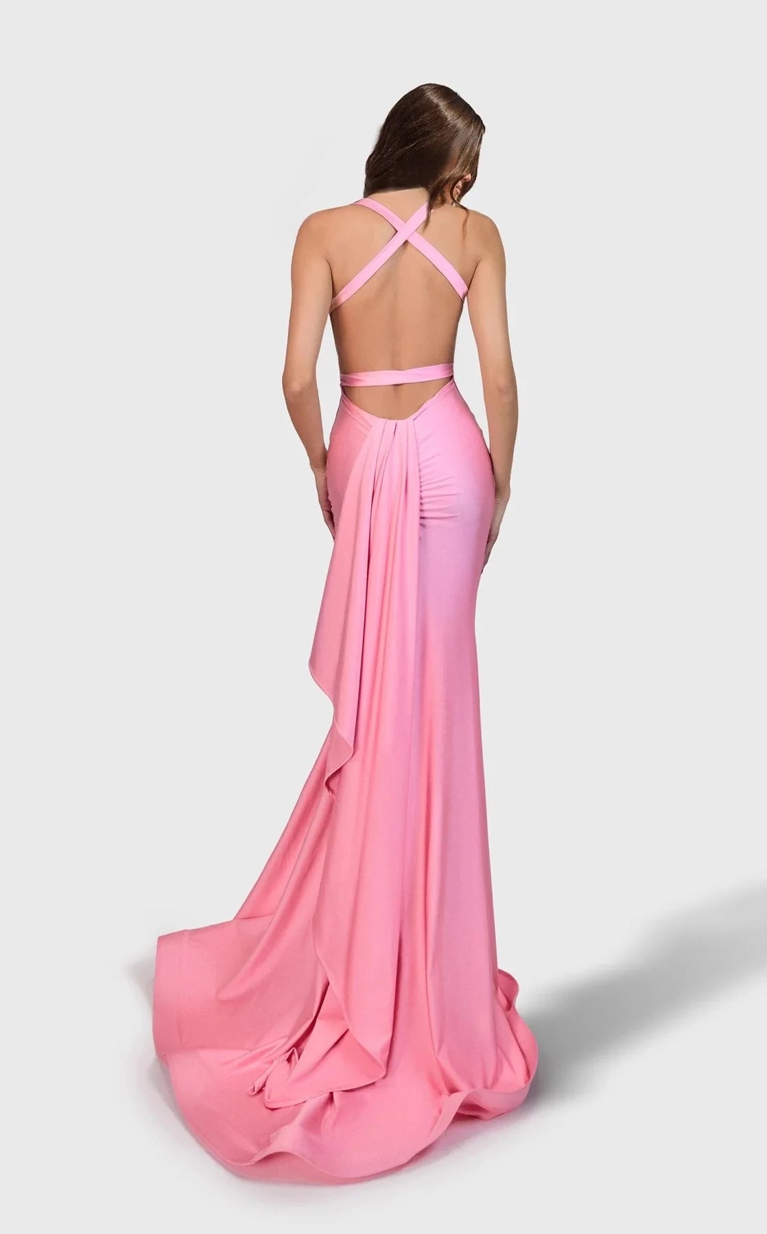 Simple Mermaid V-Neck Sleeveless Open-Back Floor-Length Prom Dress
