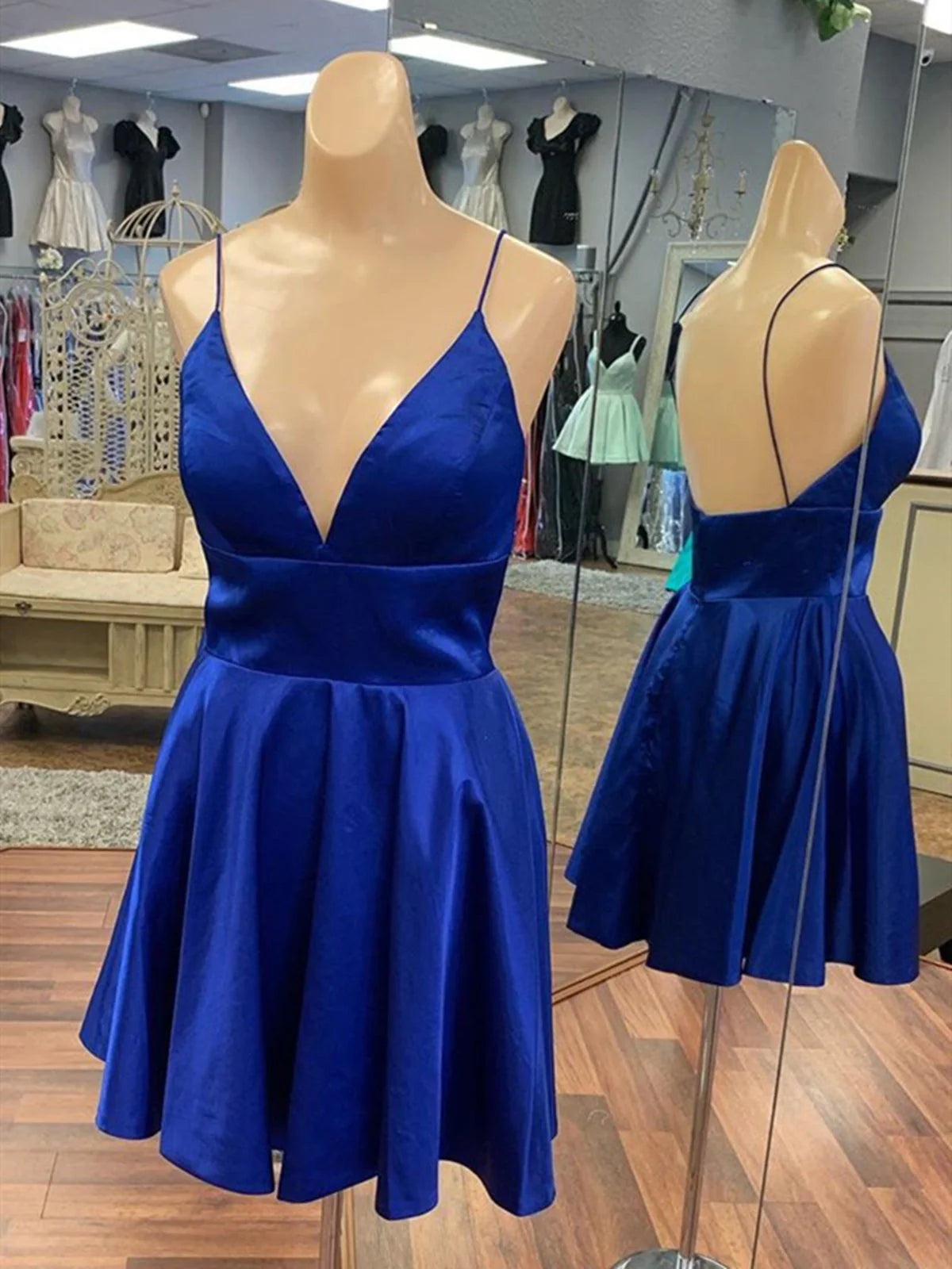 Simple A Line V Neck Short Prom Dresses, V Neck Short Formal Homecoming Dresses simple gentle atmospheric and unique desi Bring summer colors to enhance whiteness