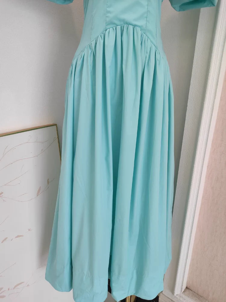 Simple A Line V Neckline Blue Satin Homecoming Dresses Birthday Outfits With Ruffles simple gentle atmospheric and unique desi Bring summer colors to enhance whiteness
