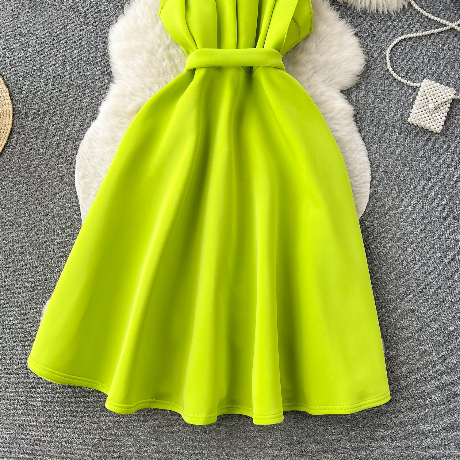 Simple A line One Shoulder Ruffles Bud Green Holiday Dresses Midi Length Women's Dress simple gentle atmospheric and unique desi Bring summer colors to enhance whiteness