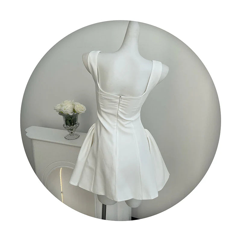 Simple A line Square Neck Black Short Homecoming Dress Summer Hoco Dresses Mini Cocktail Dress