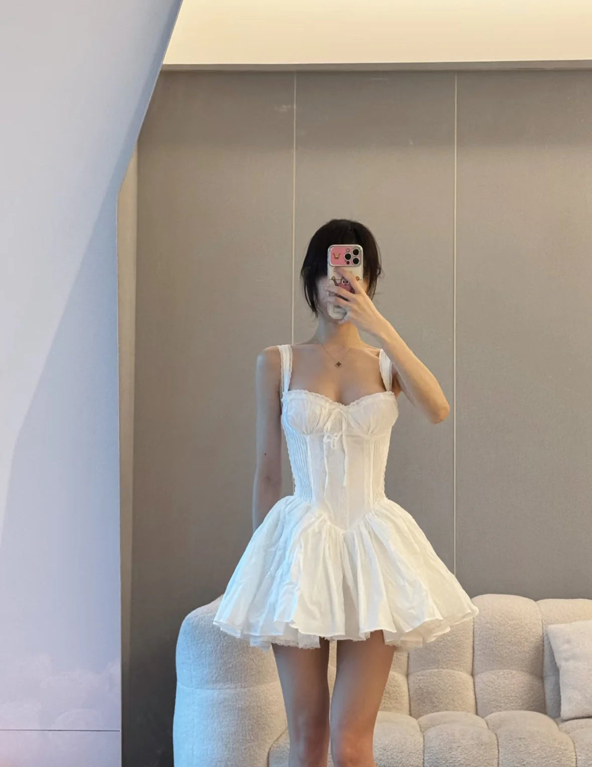 Simple A line Square Neck White Short Homecoming Dress Summer Hoco Dresses Mini Cocktail Dress